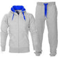 Casual Solid Tracksuit Zipper Hooded Sweatshirt Jacket +Sweatpants Mens Tracksuit