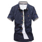 Mushroom Embroidery Mens Short Sleeve Casual Shirts Summer Cotton Shirts