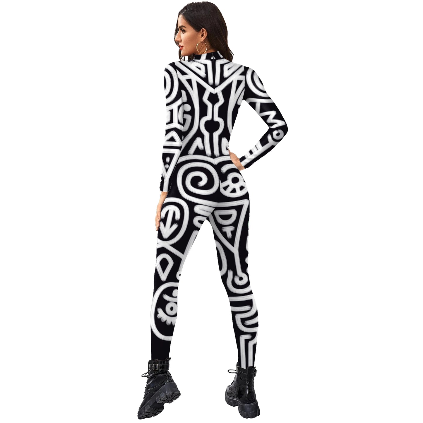 Geometry Print Holiday Party Bodysuit Women Jumpsuit Carnival Party Stretch Casual Wear Cosplay Costume Sexy Jumpsuit