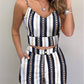 Summer Women Fashion 2-piece Outfit Set Sleeveless Print Top and Shorts Set for Ladies Women Party wear