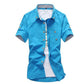Mushroom Embroidery Mens Short Sleeve Casual Shirts Summer Cotton Shirts