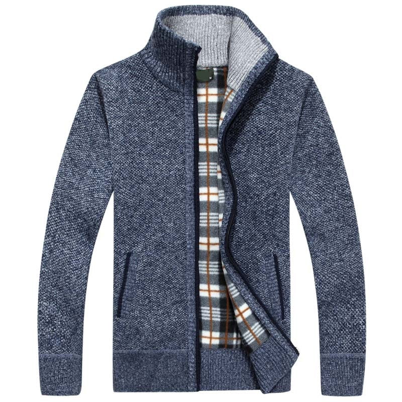 New Men's Sweaters Autumn Winter Warm Cashmere Wool Zipper Cardigan Sweaters Man Casual Knitwear Sweatercoat male clothe