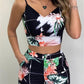 Summer Women Fashion 2-piece Outfit Set Sleeveless Print Top and Shorts Set for Ladies Women Party wear