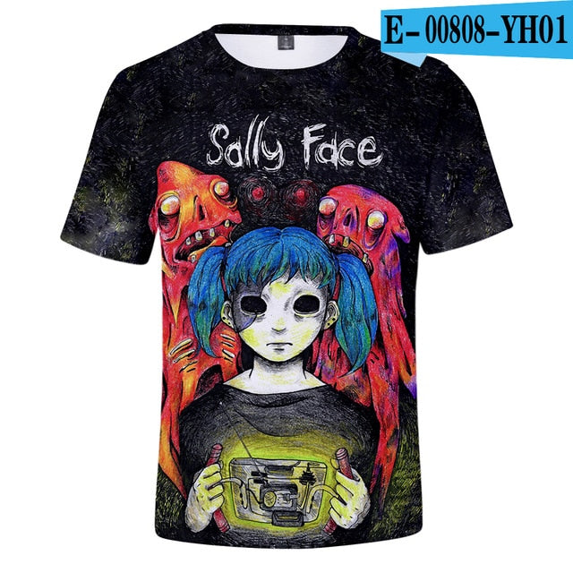 Summer Sally Face 3D t shirt Men/women Harajuku Short Sleeve 3D Print Sally Face Men's T-shirt Harajuku High Quality Clothe