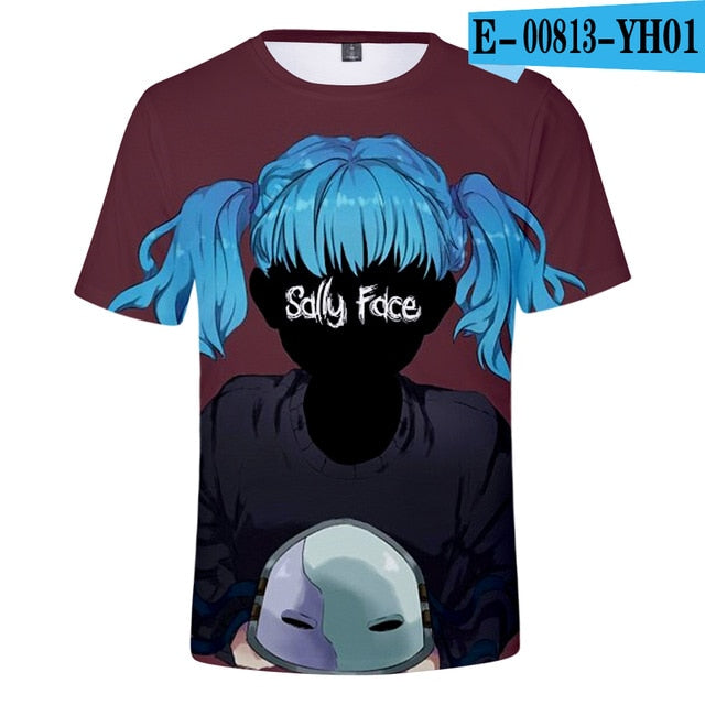 Summer Sally Face 3D t shirt Men/women Harajuku Short Sleeve 3D Print Sally Face Men's T-shirt Harajuku High Quality Clothe