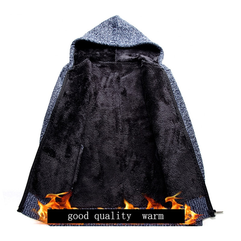 New Men's Sweaters Autumn Winter Warm Cashmere Wool Zipper Cardigan Sweaters Man Casual Knitwear Sweatercoat male clothe