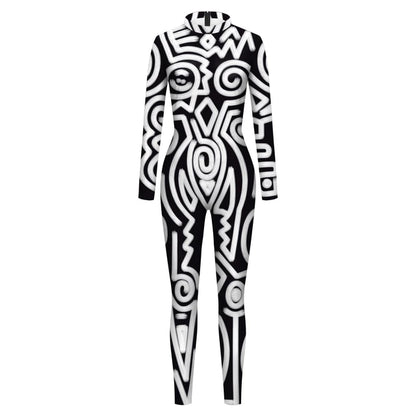 Geometry Print Holiday Party Bodysuit Women Jumpsuit Carnival Party Stretch Casual Wear Cosplay Costume Sexy Jumpsuit