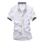 Mushroom Embroidery Mens Short Sleeve Casual Shirts Summer Cotton Shirts