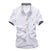 Mushroom Embroidery Mens Short Sleeve Casual Shirts Summer Cotton Shirts