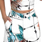 Summer Women Fashion 2-piece Outfit Set Sleeveless Print Top and Shorts Set for Ladies Women Party wear