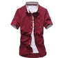 Mushroom Embroidery Mens Short Sleeve Casual Shirts Summer Cotton Shirts